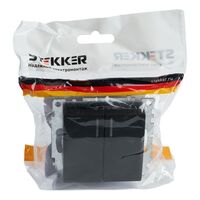 Выключатель двухклавишный с подсветкой Катрин (черный) / Stekker GLS10-7102-05