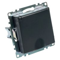 Розетка с заземлением, крышкой и защитными шторками Катрин (черный) / Stekker GLS16-7112-05