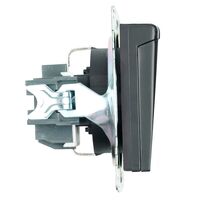 Розетка с заземлением, крышкой и защитными шторками Катрин (черный) / Stekker GLS16-7112-05