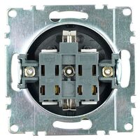 Розетка с заземлением, крышкой и защитными шторками Катрин (черный) / Stekker GLS16-7112-05