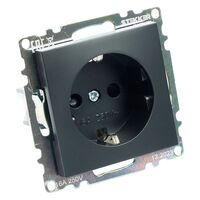 Розетка с заземлением и защитными шторками Катрин (черный) / Stekker GLS16-7110-05