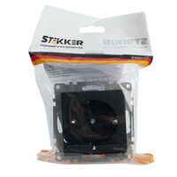 Розетка с заземлением и защитными шторками Катрин (черный) / Stekker GLS16-7110-05