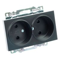 Розетка двойная без заземления с защитными шторками Катрин (черный) / Stekker GLS10-7113-05