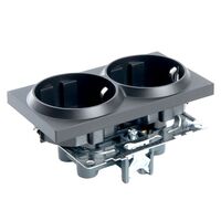 Розетка двойная с заземлением и защитными шторками Катрин (черный) / Stekker GLS16-7114-05