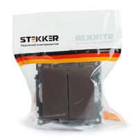 Выключатель двухклавишный Катрин (шоколад) / Stekker GLS10-7104-04