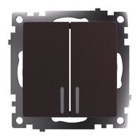 Выключатель двухклавишный с подсветкой Катрин (шоколад) / Stekker GLS10-7102-04