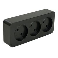 Розетка тройная без заземления София (черный матовый) / Stekker MST10-13-05