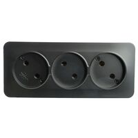 Розетка тройная без заземления София (черный матовый) / Stekker MST10-13-05