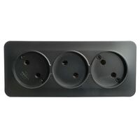 Розетка тройная без заземления София (черный матовый) / Stekker MST10-13-05