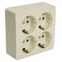 Розетка на 4 гнезда с заземлением, квадрат София (слоновая кость) / Stekker MST16-14S-04