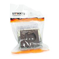 Розетка без заземления с защитными шторками Катрин (шоколад) / Stekker GLS10-7109-04