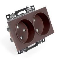 Розетка двойная без заземления с защитными шторками Катрин (шоколад) / Stekker GLS10-7113-04