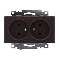Розетка двойная без заземления с защитными шторками Катрин (шоколад) / Stekker GLS10-7113-04