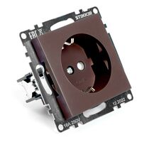 Розетка с заземлением и защитными шторками Катрин (шоколад) / Stekker GLS16-7110-04