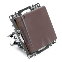 Розетка с заземлением, крышкой и защитными шторками Катрин (шоколад) / Stekker GLS16-7112-04