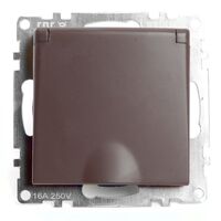 Розетка с заземлением, крышкой и защитными шторками Катрин (шоколад) / Stekker GLS16-7112-04