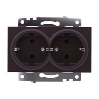 Розетка двойная с заземлением и защитными шторками Катрин (шоколад) / Stekker GLS16-7114-04