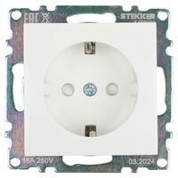 Розетка с заземлением и защитными шторками Катрин (белый) / Stekker GLS16-7110-01