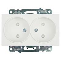 Розетка двойная без заземления с защитными шторками Катрин (белый) / Stekker GLS10-7113-01