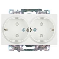 Розетка двойная с заземлением и защитными шторками Катрин (белый) / Stekker GLS16-7114-01