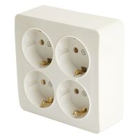 Розетка на 4 гнезда с заземлением, квадрат София (белый) / Stekker MST16-14S-01