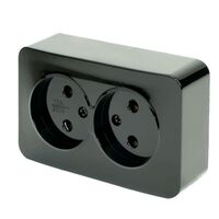 Розетка двойная без заземления София (черный) / Stekker MST10-12-02