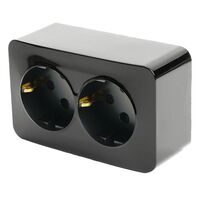 Розетка двойная с заземлением София (черный) / Stekker MST16-12-02