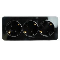 Розетка тройная с заземлением София (черный) / Stekker MST16-13-02