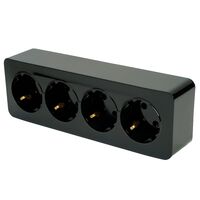 Розетка на 4 гнезда с заземлением София (черный) / Stekker MST16-14-02