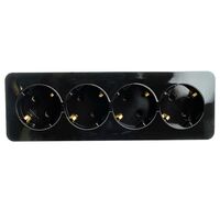 Розетка на 4 гнезда с заземлением София (черный) / Stekker MST16-14-02