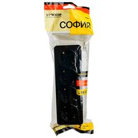 Розетка на 4 гнезда с заземлением София (черный) / Stekker MST16-14-02