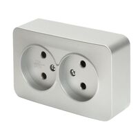 Розетка двойная без заземления София (серебро) / Stekker MST10-12-03