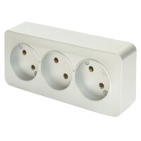 Розетка тройная без заземления София (серебро) / Stekker MST10-13-03