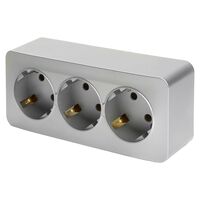 Розетка тройная с заземлением София (серебро) / Stekker MST16-13-03
