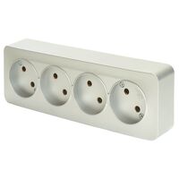 Розетка на 4 гнезда без заземления София (серебро) / Stekker MST10-14-03