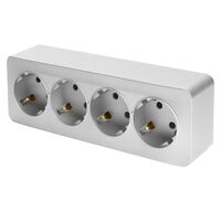 Розетка на 4 гнезда с заземлением София (серебро) / Stekker MST16-14-03