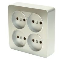 Розетка на 4 гнезда без заземления, квадрат София (серебро) / Stekker MST10-14S-03
