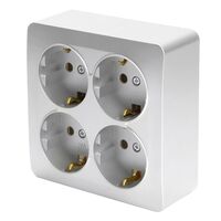 Розетка на 4 гнезда с заземлением, квадрат София (серебро) / Stekker MST16-14S-03