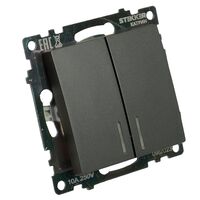 Выключатель двухклавишный с подсветкой Катрин (графит) / Stekker GLS10-7102-06