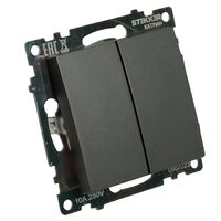 Переключатель двухклавишный Катрин (графит) / Stekker GLS10-7107-06