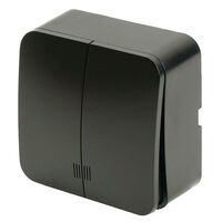 Выключатель двухклавишный с подсветкой София (черный матовый) / Stekker MSW10-21-05