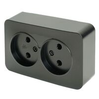 Розетка двойная без заземления София (черный матовый) / Stekker MST10-12-05