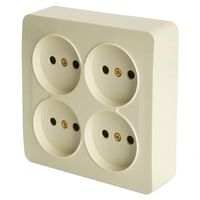 Розетка на 4 гнезда без заземления, квадрат София (слоновая кость) / Stekker MST10-14S-04