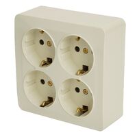 Розетка на 4 гнезда с заземлением, квадрат София (слоновая кость) / Stekker MST16-14S-04