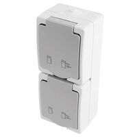 Розетка двойная вертикальная с заземлением и крышкой Велена (серый/графит) / Stekker PST16-12-54V