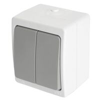 Выключатель двухклавишный Велена (белый/серый) / Stekker PSW10-221-54