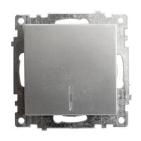 Выключатель одноклавишный с подсветкой Катрин (серебро) / Stekker GLS10-7101-03