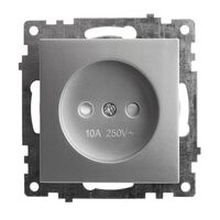 Розетка без заземления с защитными шторками Катрин (серебро) / Stekker GLS10-7109-03