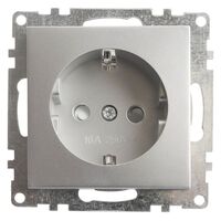 Розетка с заземлением и  защитными шторками Катрин (серебро) / Stekker GLS16-7110-03