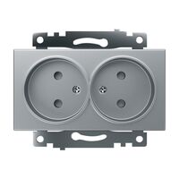 Розетка двойная без заземления с защитными шторками Катрин (серебро) / Stekker GLS10-7113-03